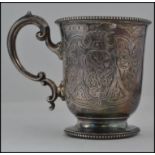 An Victorian dated 1885 silver hallmarked christening cup having a Sheffield assay mark with