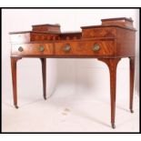 A late 19th century Carltonhouse mahogany desk of typical form with marquetry and line inlaid