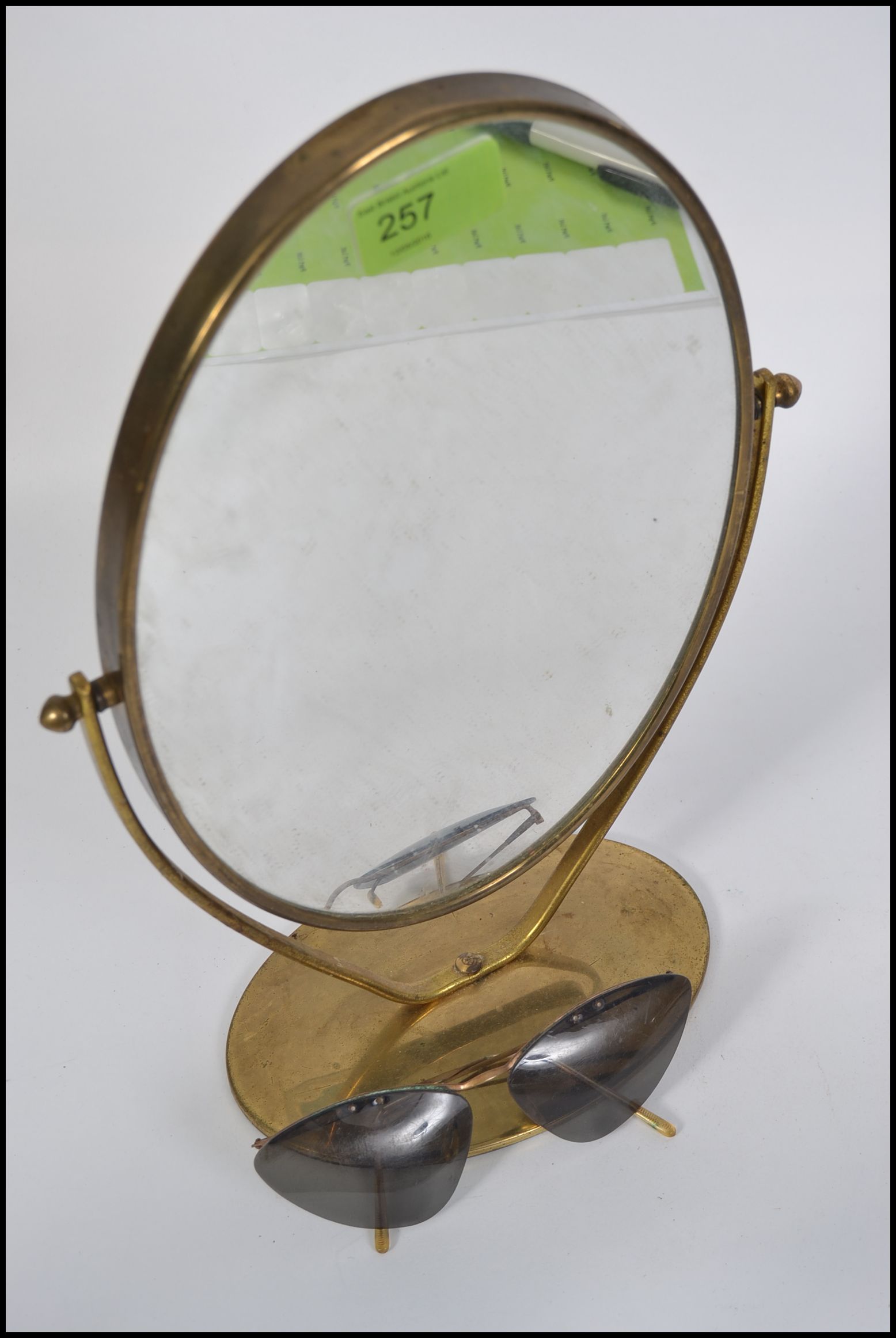 A retro brass swing double sided shaving mirror along with a pair of mid century style sun glasses - Image 2 of 3