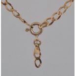 A 9ct hallmarked gold curb link chain necklace with spring hoop clasp. Weight 7g. Measures 19.