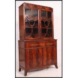 A Canadian mahogany inlaid Federal / Regency library bookcase display cabinet / sideboard