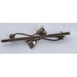 A Georg Jensen silver Danish ladies pin brooch in the form of a bar with flowers. Marked to verso.