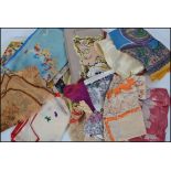 A mixed lot of ladies vintage handkerchiefs , some very pretty and detailed, some pure silk.