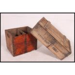 A vintage 20th century fishmonger's wooden crate / trug with notation together with a vintage