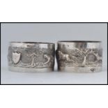 A pair of Indian silver napkin rings,