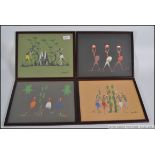 A collection of 4 framed and glazed modernist West African paintings, by different artists ,