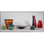 A Mdina paperweight x 2 together with another Mdina vase, Murano Sommerso and other art glass etc.