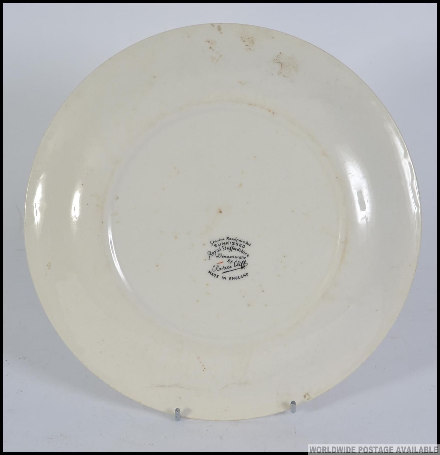 A hand painted Sunkissed Royal Staffordshire Dinnerware plate by Clarice Cliff, - Image 2 of 4