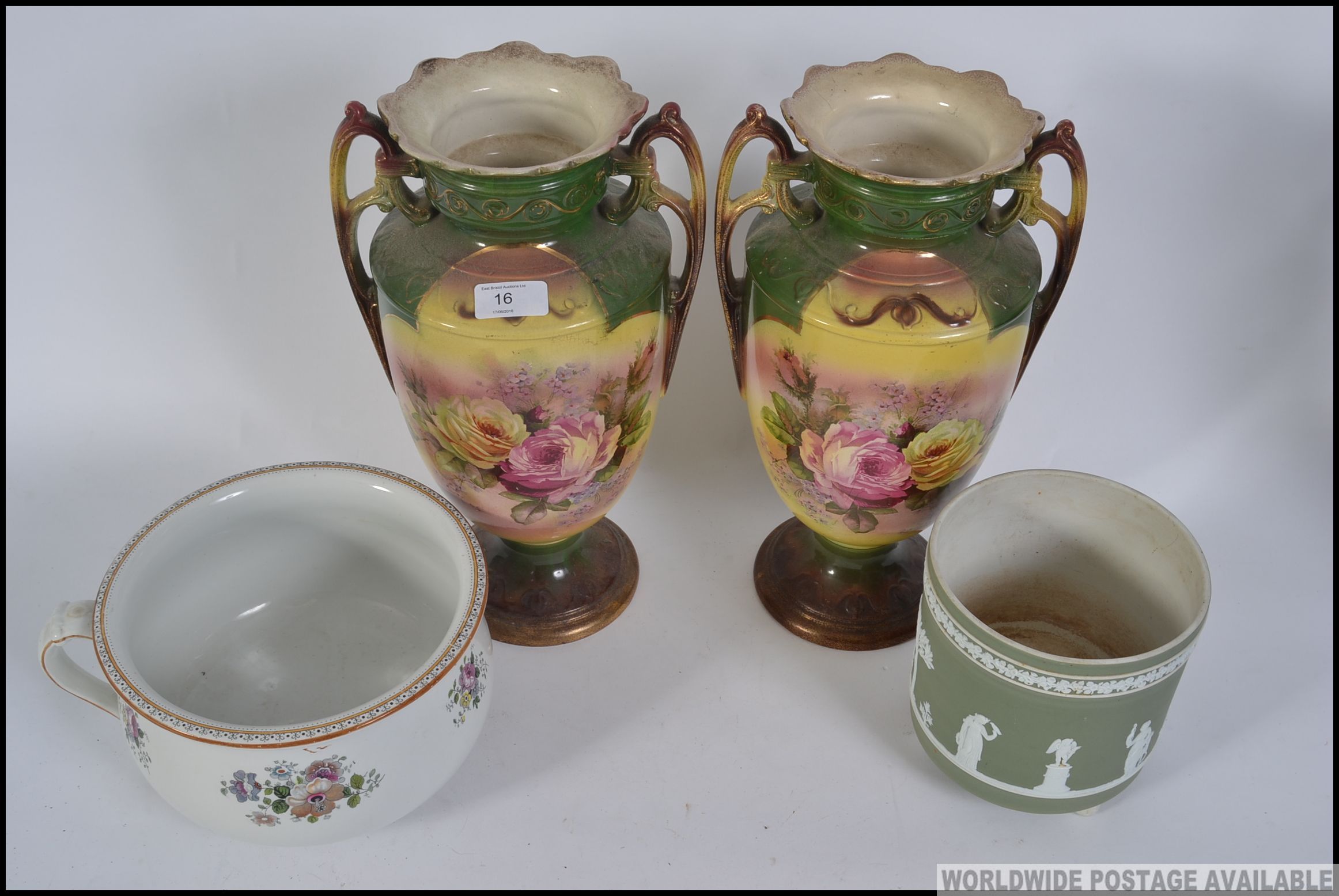 A pair of 19th century Staffordshire transfer printed vases, - Image 2 of 4