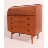 A retro / vintage Danish influence teak wood cylinder bureau,