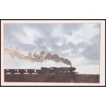 2 stunning framed and glazed prints, one of a steam train in silhouette entitled Skyline,