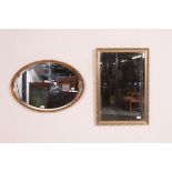 A 20th century gilt framed rectangular mirror together with a near matching oval gilt mirror.