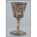 A silver hallmarked wine goblet,