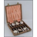 A cased set of 6 continental silver early 20th century teaspoons.