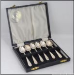 A silver hallmarked cased set of 6 teaspoons by James Dixon & Sons, Sheffield 1975.