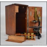 A early 20th century dating to 1912 lacquered brass scientific microscope by E. Leitz Wetzlar, No.