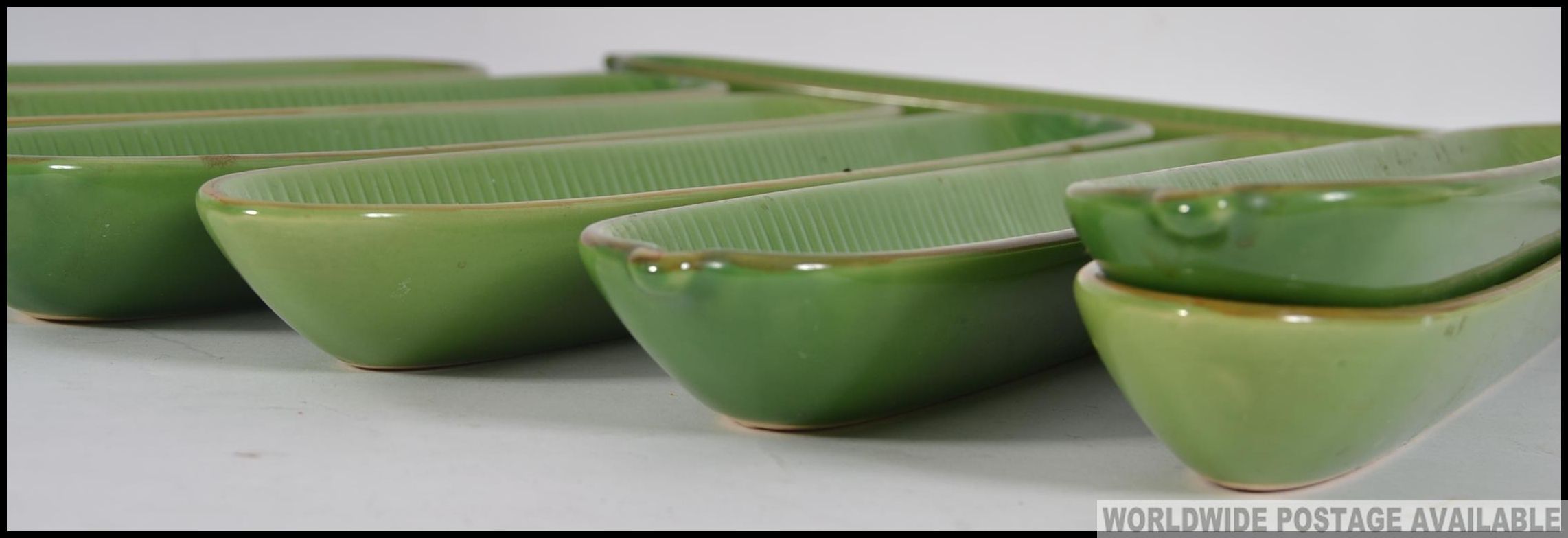 A collection of 8 1970's ceramic vintage green glazed sweetcorn dishes - retro kitchenalia. - Image 3 of 3