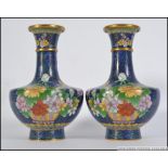 A pair of 20th century Chinese cloisonne enamel vases,