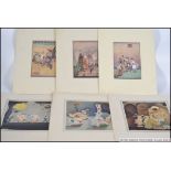 A collection of unframed prints to include Alice in Wonderland and other mystical scenes -