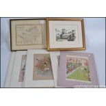 Mixed lot of mounted prints featuring mostly birds ,