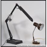 A 20th century black anglepoise Industrial style desk lamp together with a retro 1970's goose neck