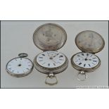 3 silver pocket watches to include Dupin Geneve and 2 silver full hunter pocket watches ( all af )