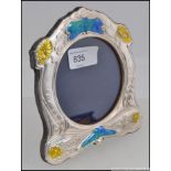 A good 925 Art Nouveau style silver and enamel easel back picture frame . Measures: 16cm L.