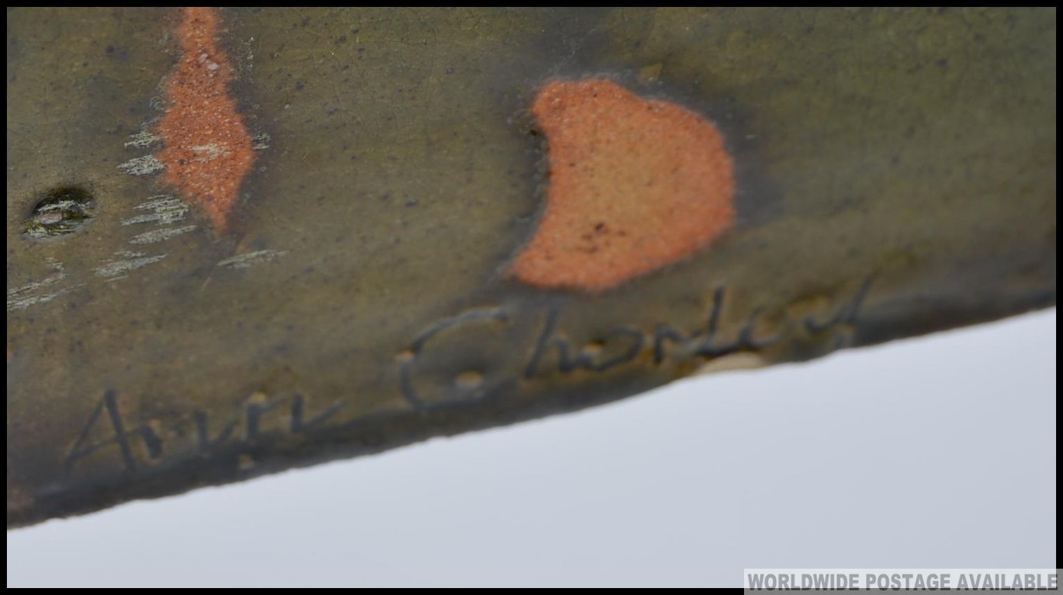 A studio pottery lamp base in the manner of Troika signed to the base Avril Chorley along with - Image 4 of 4