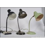 A collection of vintage mid century goose neck anglepoise desk lamps to include 2 French examples