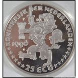 A silver 25 Ecu proof coin 1996.
