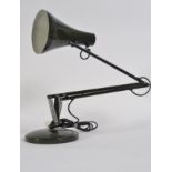 A vintage retro industrial Herbert Terry anglepoise lamp light in khaki green colour. 85cm tall.