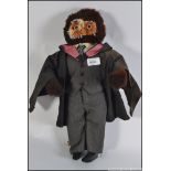 Vintage retro toy owl doll , complete with school masters outfit - missing one shoe .