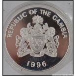 A silver 20 Dalasis proof coin - Republic of the Gamba.