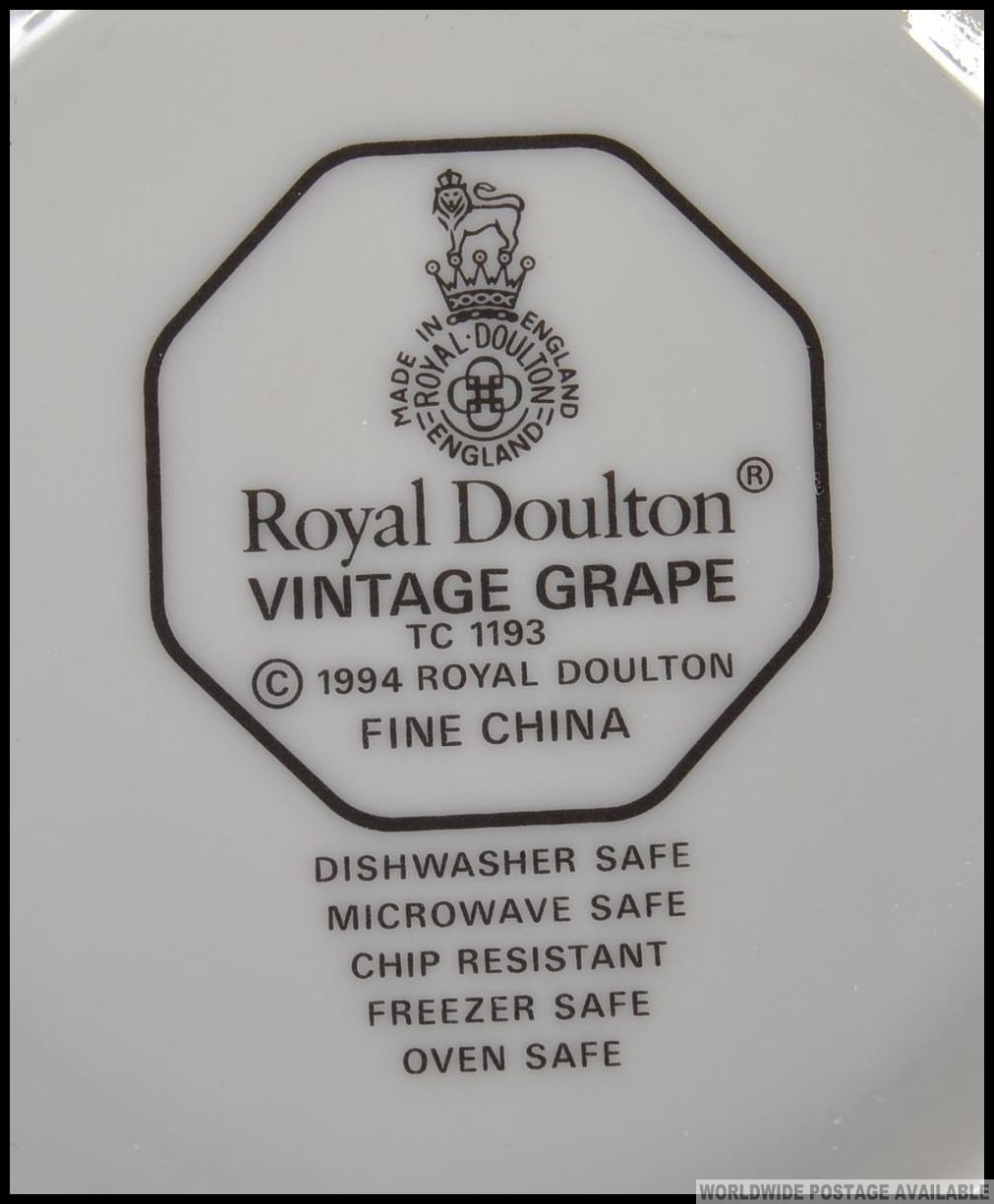 A Royal Doulton ' Vintage Grape ' pattern tea service comprising the teapot, cups, - Bild 3 aus 3