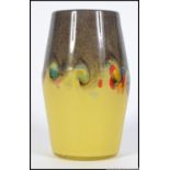 A stunning Strathearn art glass vase of colourful form having two tone grey and yellow style with
