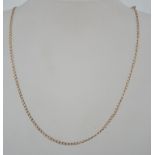 A hallmarked 9ct gold flat link curb chain necklace with spring hoop clasp. Hallmarked London.