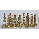 10 pairs of Victorian candlesticks of varying forms and sizes