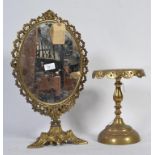 A Regency table mirror along with a 19th Century brass lamp stand