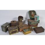 A good group of vintage advertising tins and boxes