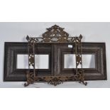 A rococo style picture frame with dragon and shell design along with a pair of metal picture frames