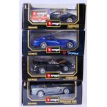 BURAGO: A collection of 4x 1:18 scale boxed diecast model Burago cars; Ferrari 456GT, Dodge Viper,