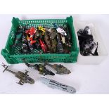 HELICOPTERS: A collection of 1:144 scale model (some diecast) helicopters and loose parts.