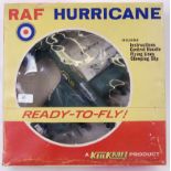 KEILKRAFT: A vintage Keilkraft made ' Ready To Fly ' RAF Hurricane model with engine.