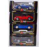 BURAGO: A collection of 4x 1:18 scale boxed diecast model Burago cars.