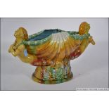 A substantial majolica table centrepiece