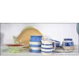 A collection off blue and white ceramics