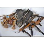 A collection of vintage ice skates with