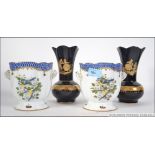 A pair of Limoges cobalt blue ground wit