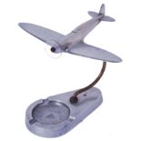 AIRCRAFT ASHTRAY: A vintage 1940's / 1950's apprentice piece style aluminium ashtray with a model