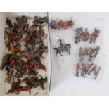 LEAD SOLDIERS: A collection of assorted vintage lead figures and soldiers to include Britains,